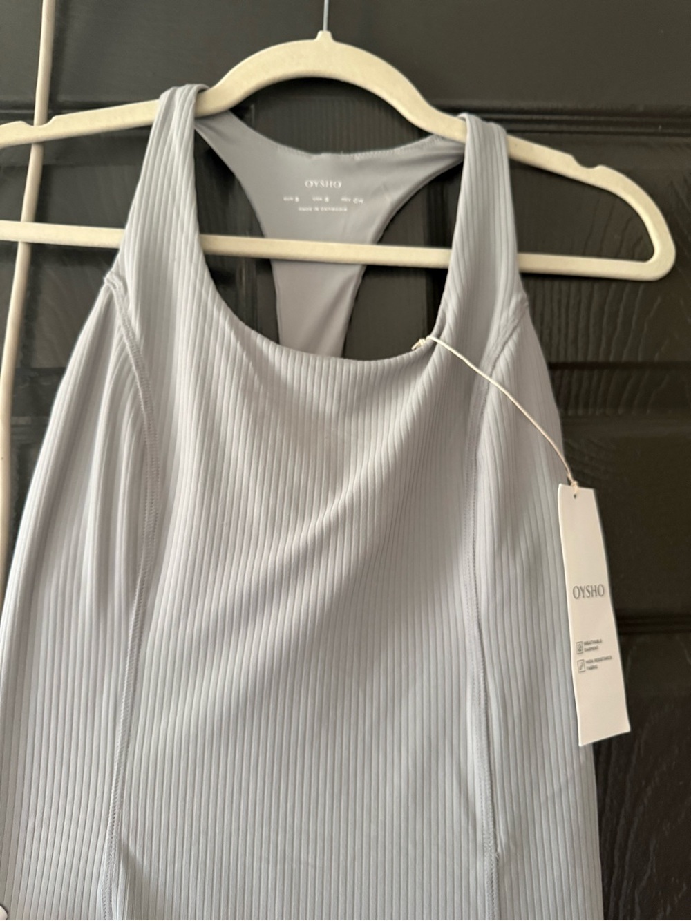 Grey Ribbed Racerback Romper Jumpsuit - Picture 6 of 6